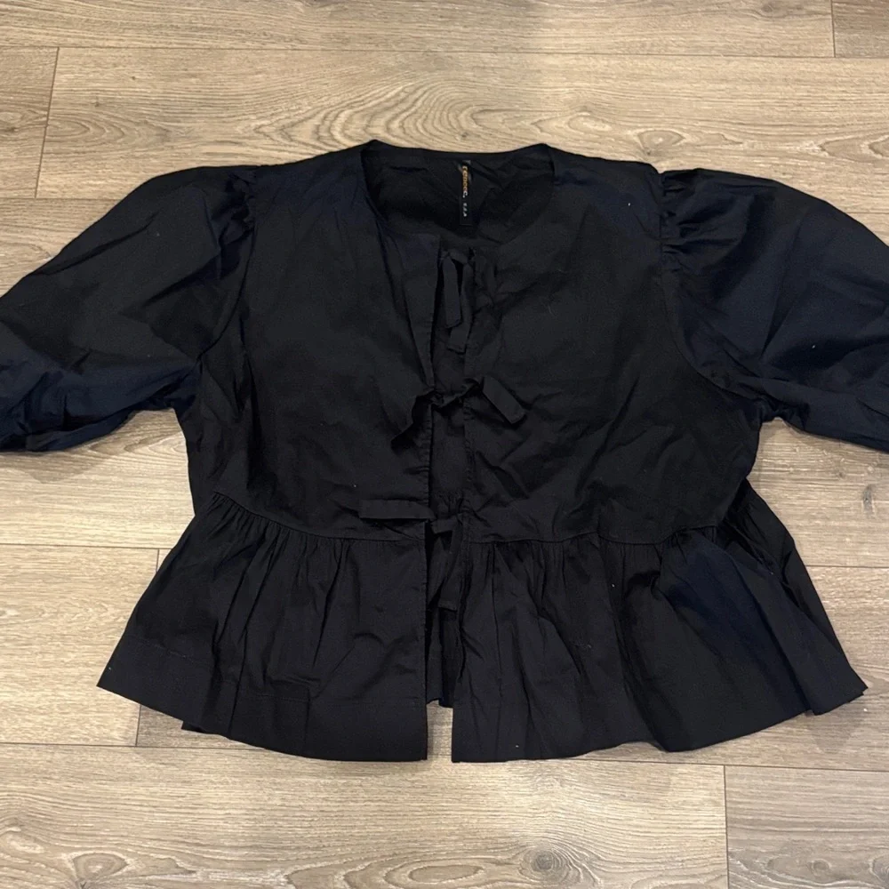 Renee C. Black Peplum Blouse - Picture 1 of 1
